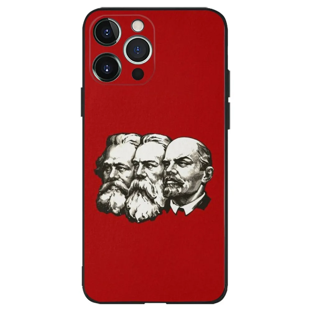 S-Stalin Marx Lenin Phone Case For iPhone 16,15,14,13,12,11,Plus,Pro Max,XS,X,XR,SE,Mini,8,7 Soft Silicone Black Cover