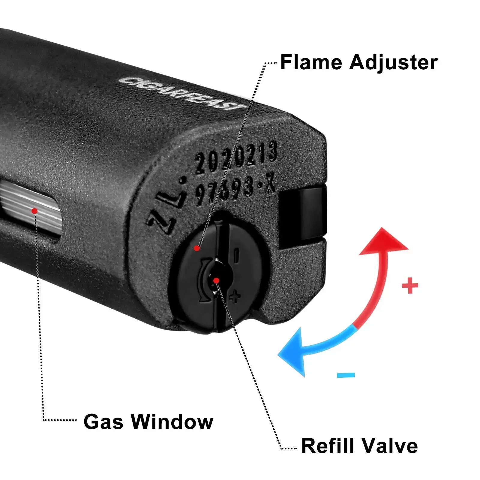 CIGARFEAST Cigar Torch Lighter Butane Refillable Smoking Weed Windproof  with Cigar Punch Mini Torch Holder on Top