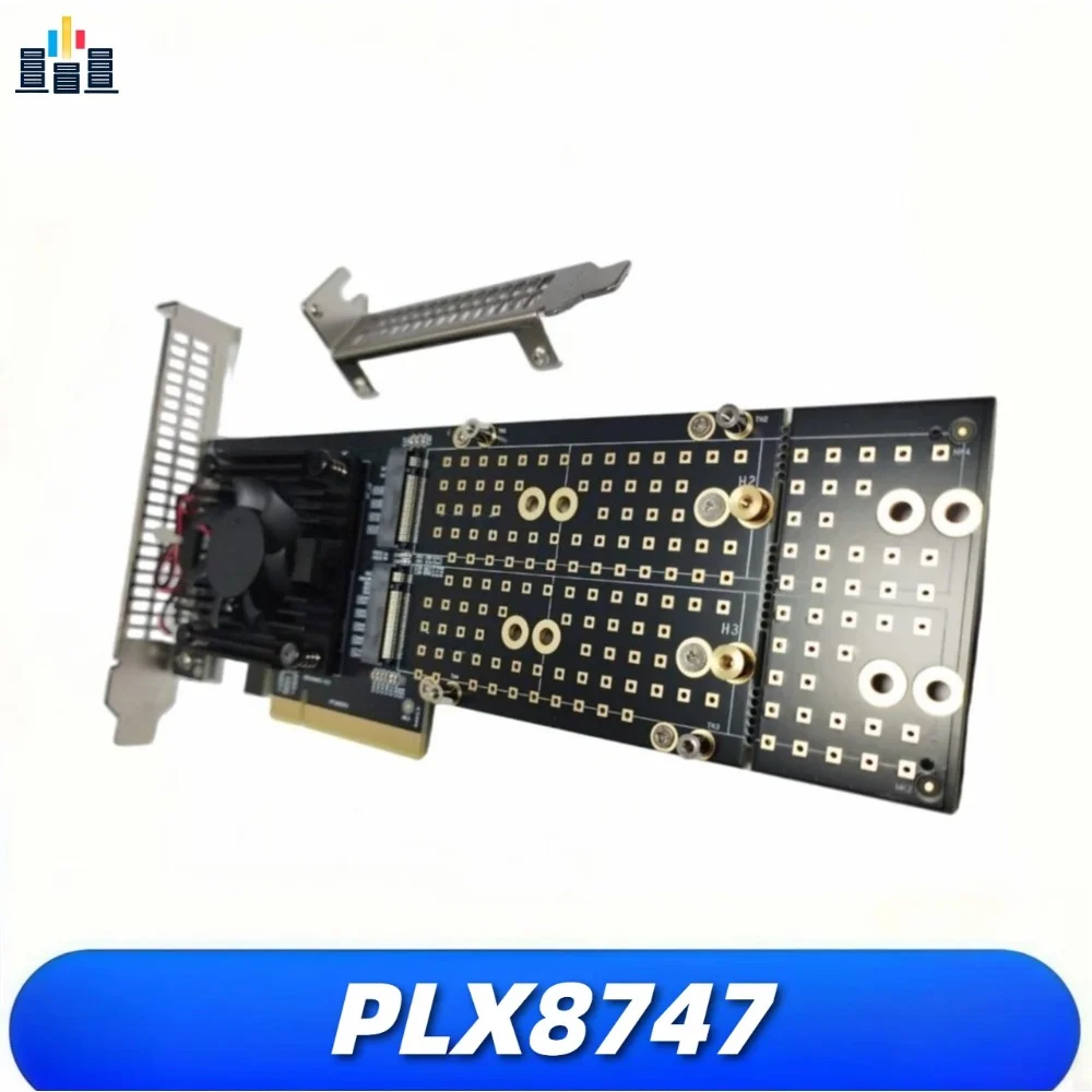 Split-free plx8747 integrated compatible module four-disc m.2 full-height PCIE expansion card