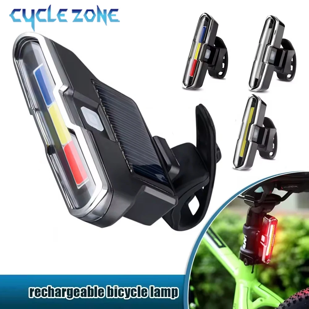 دراجة حمراء تحذير الضوء الخلفي قابلة للشحن LED الدراجة الجبلية الضوء الخلفي متعدد الإضاءة التروس ملحقات المصابيح لسلامة ركوب الخيل #2