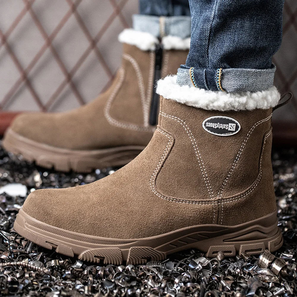 ArmorToe أحذية أمان حرارية شتوية جديدة عالية الجودة مبطنة بالصوف ومضادة للصدمات ومقاومة للثقب أحذية عمل للجنسين # درع2762