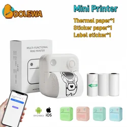 DOLEWA D3 Mini Portable Printer Android ios Bluetooth Stickers Thermal Printing Label Printer Code Tag Journal Memo Scrapbook