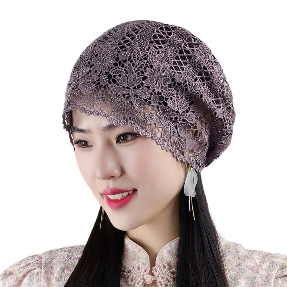 Flowers Lace Hat Breathable Hollowed Out Casual Beret Cap Summer Fashion Sun Visor Women