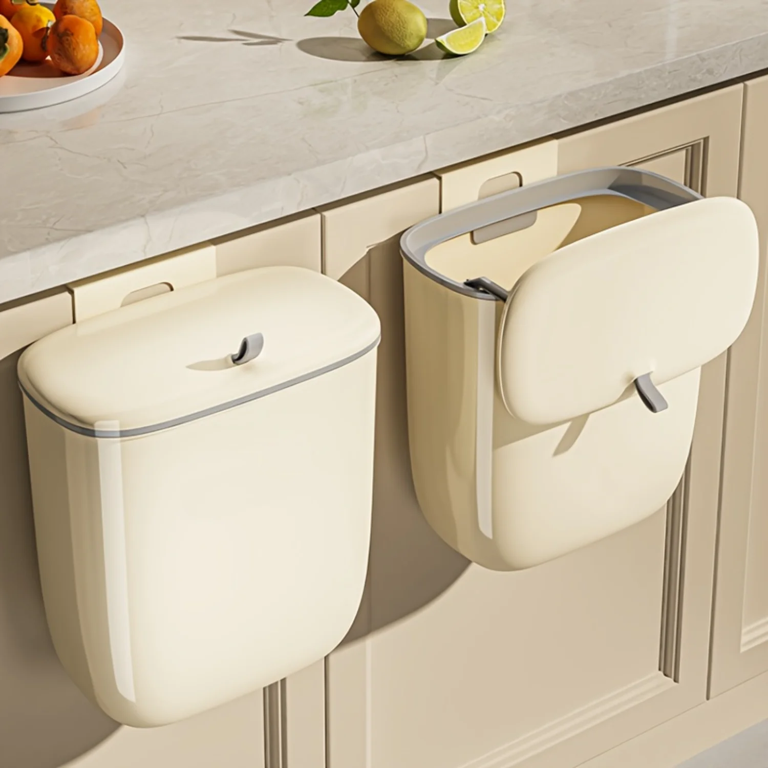 

Кремовый кухонный мусорный бак большой емкости с крышкой — горизонтальная сумка для размещения шкафа, ванной комнаты, туалета, уличного мусорного бака