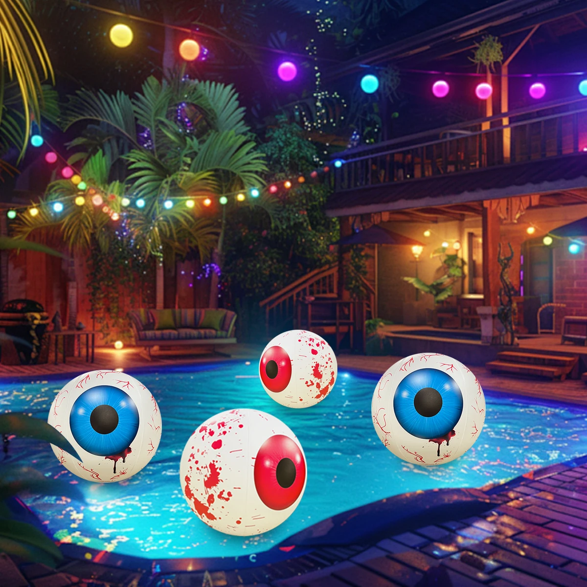 Halloween Inflatable Eyeball Halloween Huge Glowing Inflatable Bloody Eyeballs Changeable Colors with Remote Control For Party