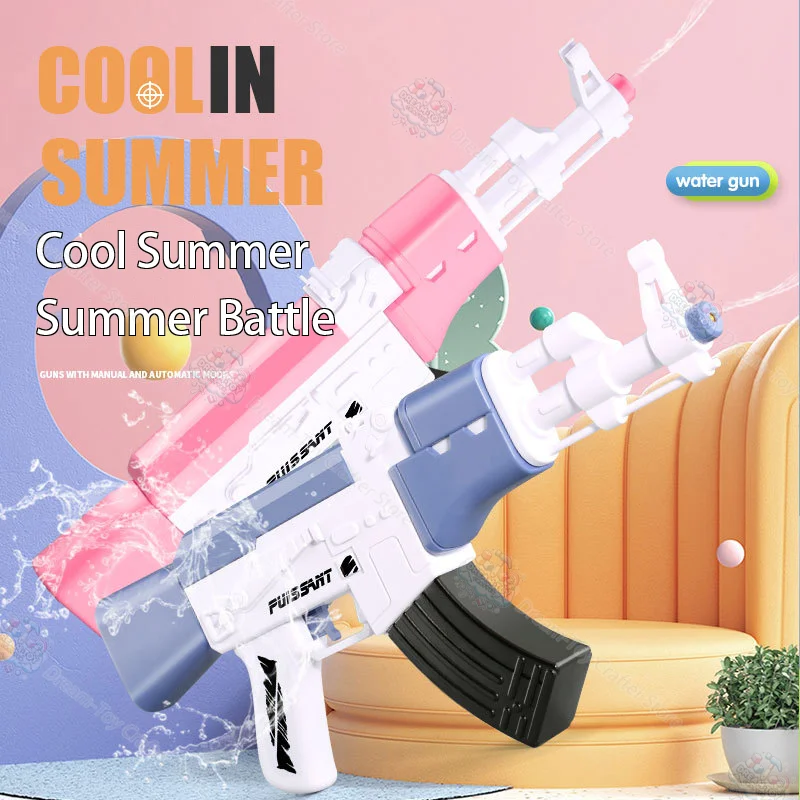 AK47 Electric Water Gun Toy for Boys Automatic High Pressure Large Capacity Outdoor Splash Soaker Blaster Kids Shooting Play