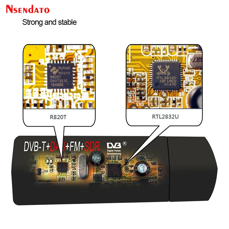 디지털 USB 2.0 USB TV 스틱 동글, FM DAB DVB-T RTL2832U + R860, SDR TV 튜너 수신기, 레코더, 노트북 PC 용 안테나 포함