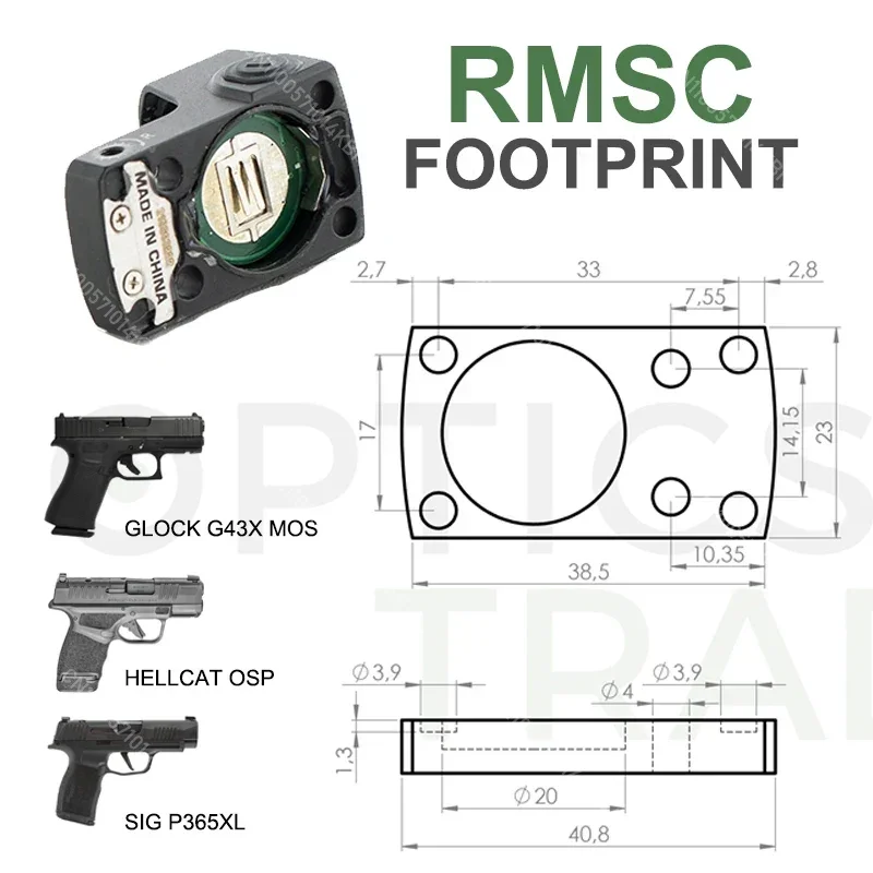 Original RITON Optics MPRD Tactic 3 MOA Compact Red Dot Sight RMSC Footprint Fit Real  Glock G43X/Hellcat/P365XL Pistol
