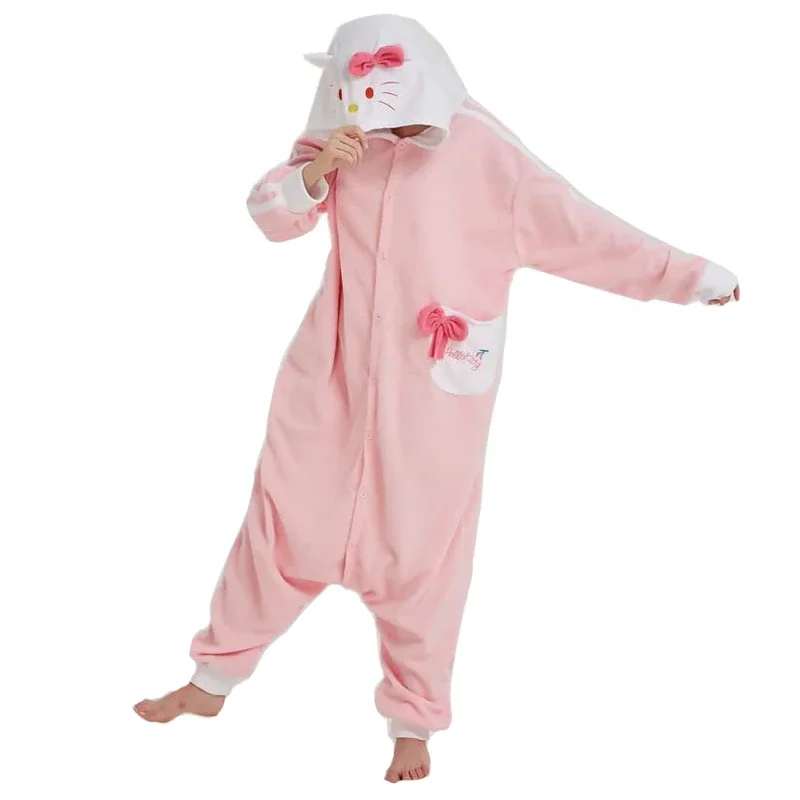 Women onesies kitty cat pajamas for Halloween cosplay costume fleece Christmas Halloween costume Kigurumi full body pijama sleep