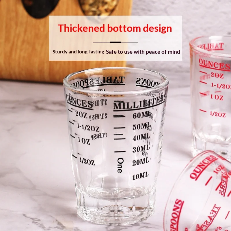 Italian glass scale measuring cup double-sided metering bartender ounce cup liquid espresso measuring cup 45/60ml
