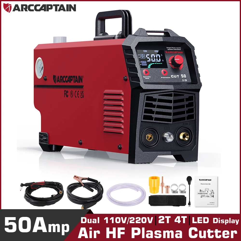 ARCCAPTAIN Air HF Plasma Cutter Synergy Digital Contol Portable 20-50A DC 110V220V Inverter 2T 4T For Household Cutting Machine