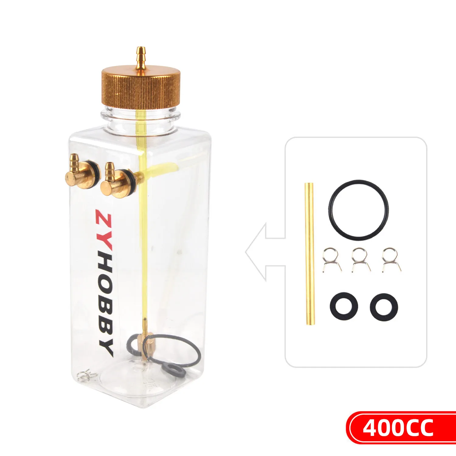1Pc Transparent RC Fuel Tank 300 400 500cc With Metal Cap Brass Nozzle For Gas Nitro RC Fixed Wing Airplane