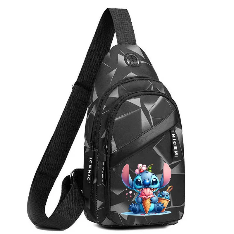 2024 Disney Lilo &Stitch Cartoon Casual Men's Chest Bag New Ins Popular Outdoor Sports Versatile Chest Bag Travel Messenger Bags