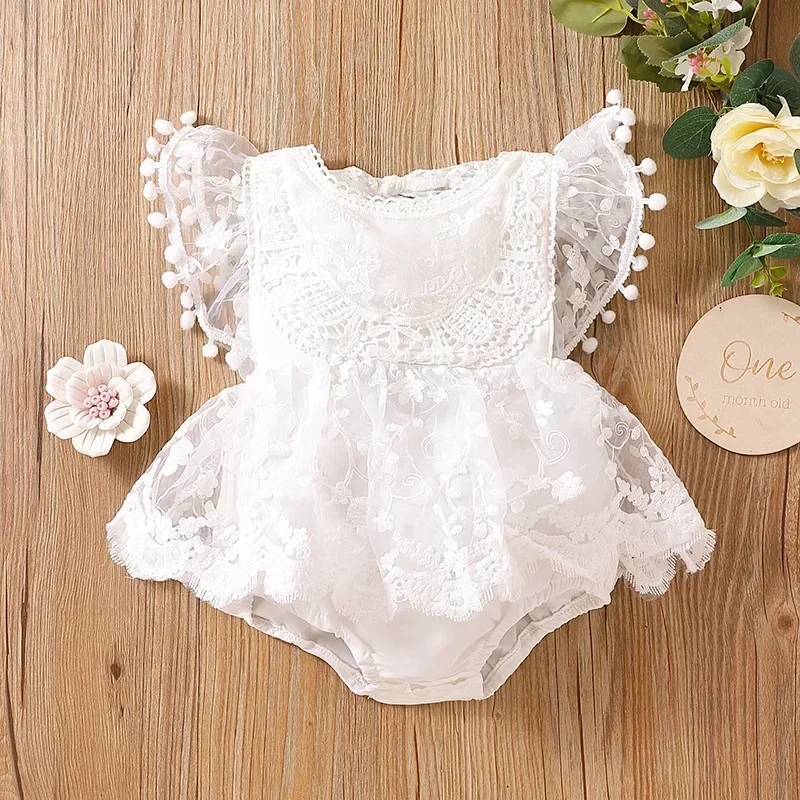 Summer Baby Romper for Girls Lacy Gauze Princess Sleeveless Cute Baby Jumpsuit Infant Bodysuit Baby Fashion 0-2 Years Old