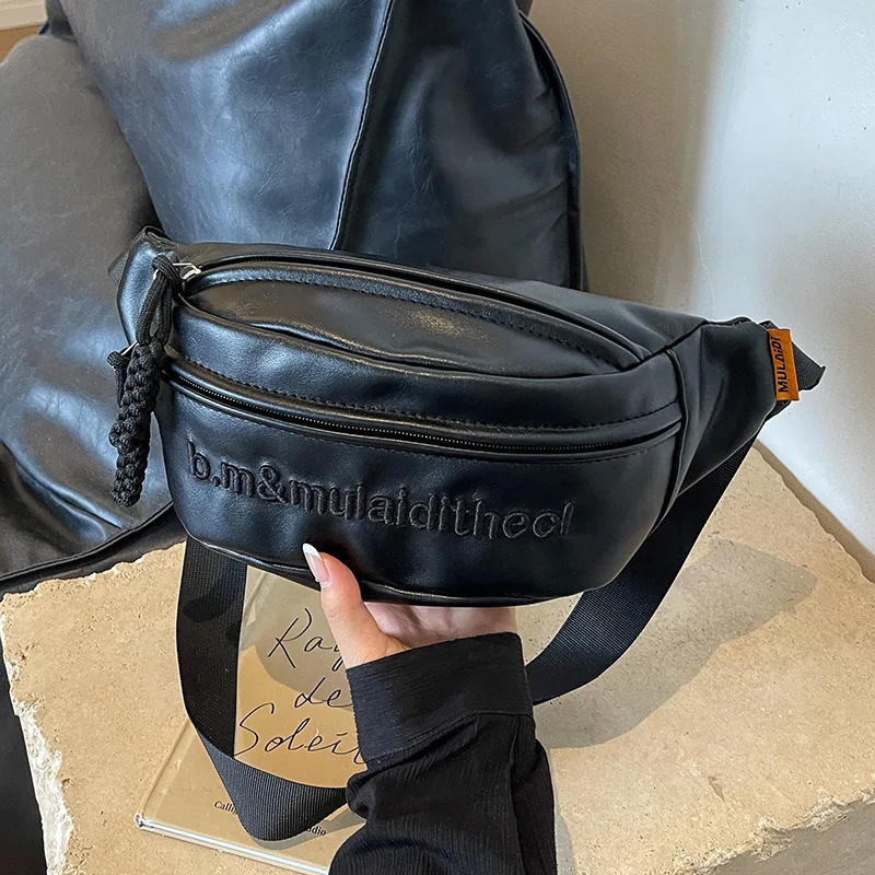 Trend Silver Chest Bag Fanny Pack for Women Portable Mobile Phone Bag Large Capacity Crossbody Bag Soft PU Half Moon Waist Bags - view 3