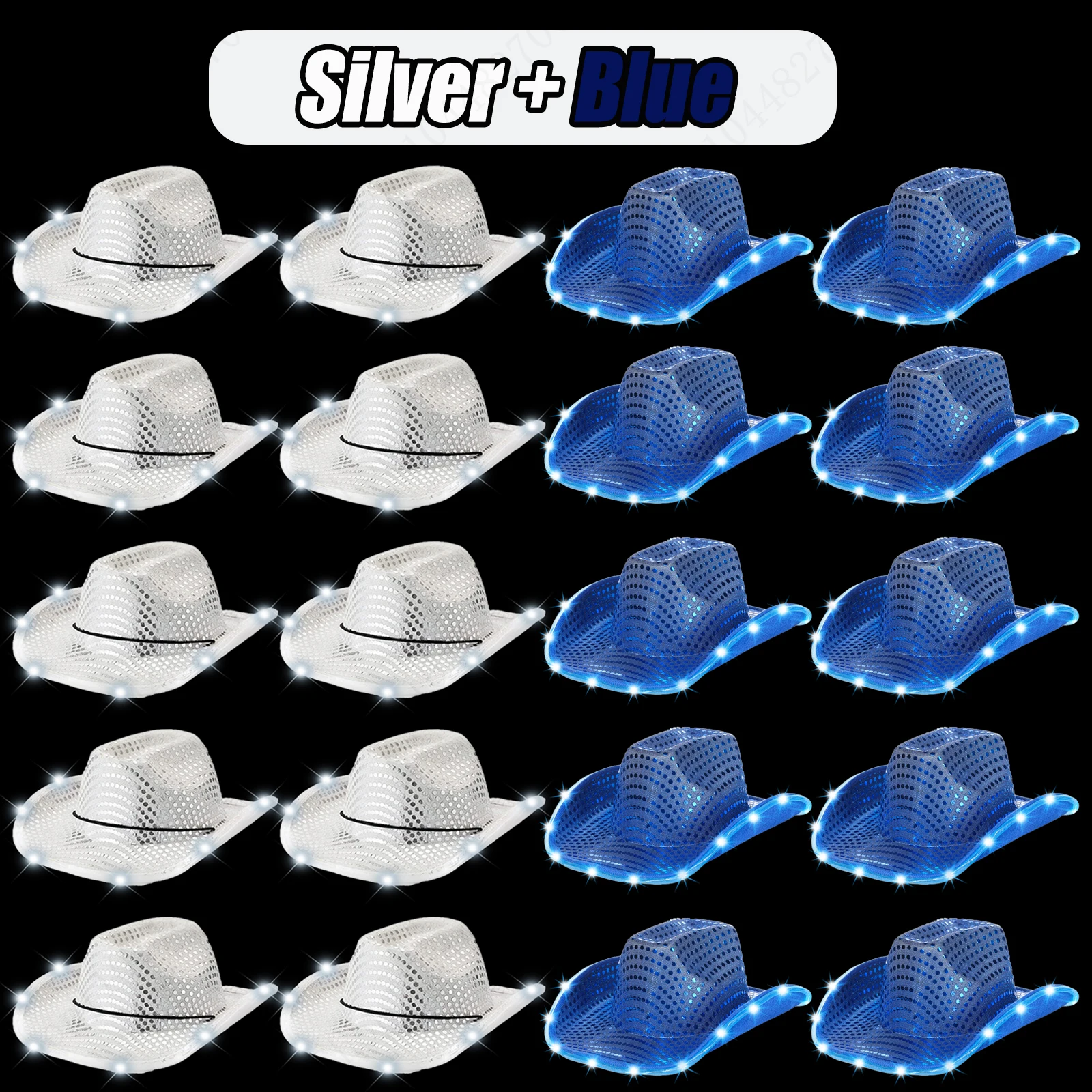 4/6/8/10/12/16Pcs LED Cowboy Hats Bulk for Wedding Lighting  display picture 1