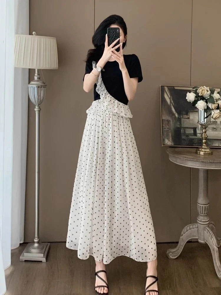 Set di pantaloni per donna 2 pezzi Ruffle Abbigliamento moda Y2k Streetwear Top e fondo Nuovo abbinato Completo estivo 2025 Pantaloni Donna