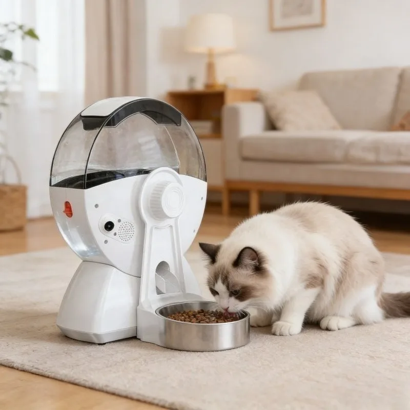 

WiFi Pet Feeder Camera Automatic Cat Dog Food Dispenser Remote Control Timed Feeding HD Video Monitor Smart Food Feeder