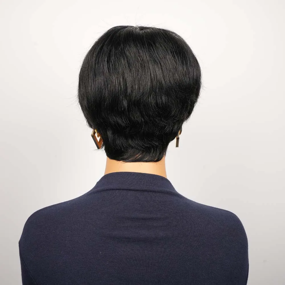 Parrucca Pixie Cut Capelli umani Parrucca corta alla moda Bob Parrucche diritte fatte a macchina per capelli umani per donne nere