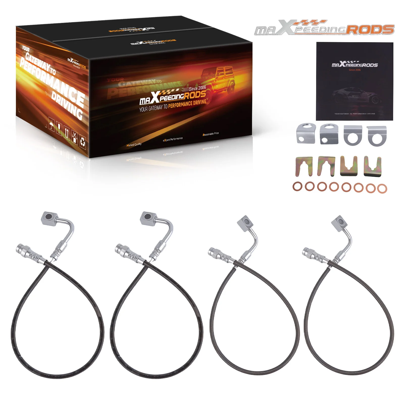 

Factory Brand New 4x Front Rear Braided Brake Lines Suspension Lift for J eep Wrangler JK 2007-18 W/ 4-6" Lift Kit