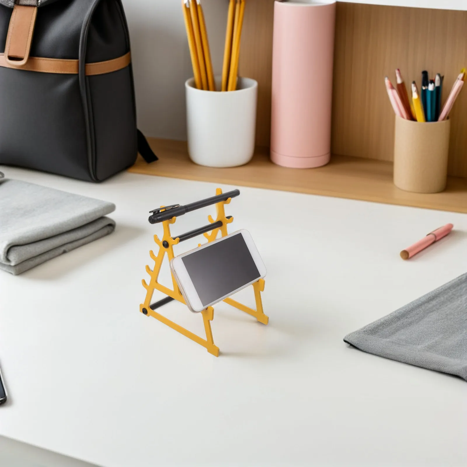 Barbell Pen Holder Mini Squat Rack Fitness Theme Desk Organizer Phone Stand Office Desk Decor Fitness Theme Pen Holder