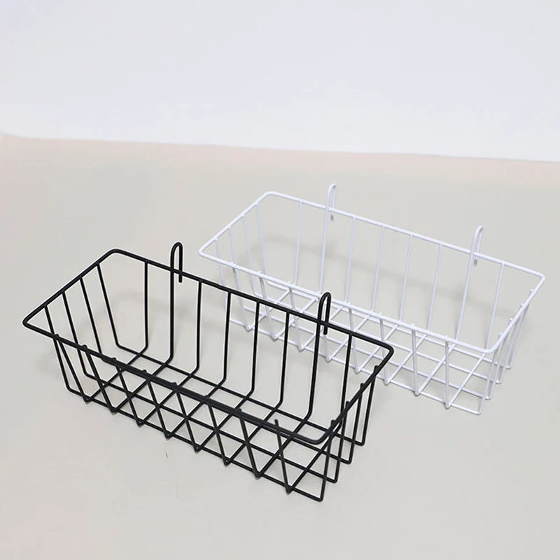 Metal Decorative Storage Basket DIY Iron Grid Flower Pot Hanging Shelf Wall Art Mounted Frame Mesh Display Rack Home Decoration