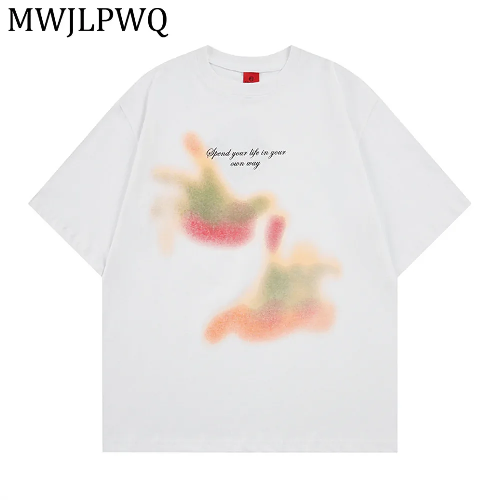 

MWJLPWQ Мужская футболка с короткими рукавами и абстрактным принтом, летняя и весенняя, свободного кроя, повседневная, из хлопка, модная, в стиле хип-хоп 13999