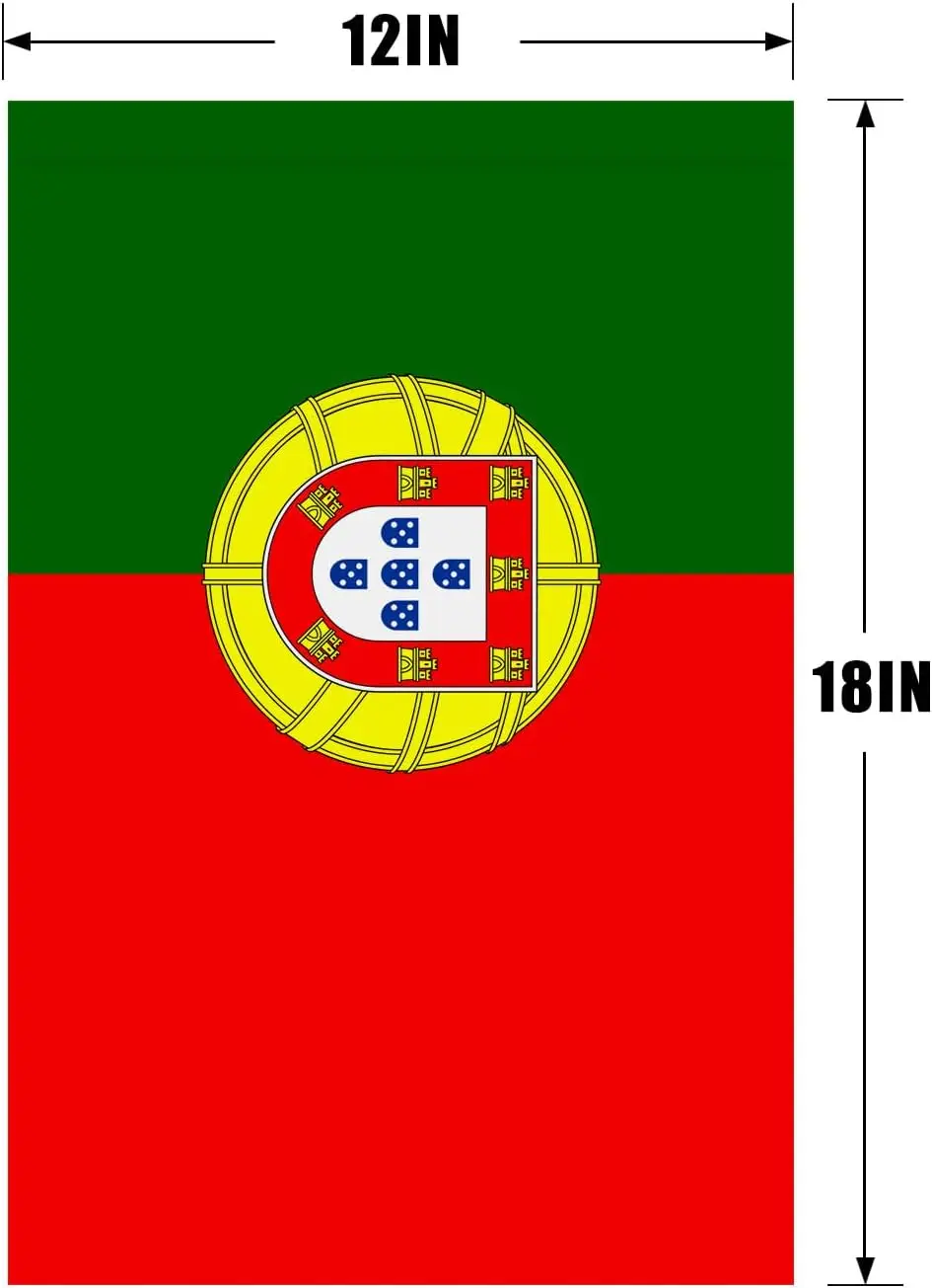 Portugal Garden Flag 12 x 18 Inches Double Sided Vivid Color Small Portuguese Yard Flags for Party Bar Garden Indoor and Out zzo