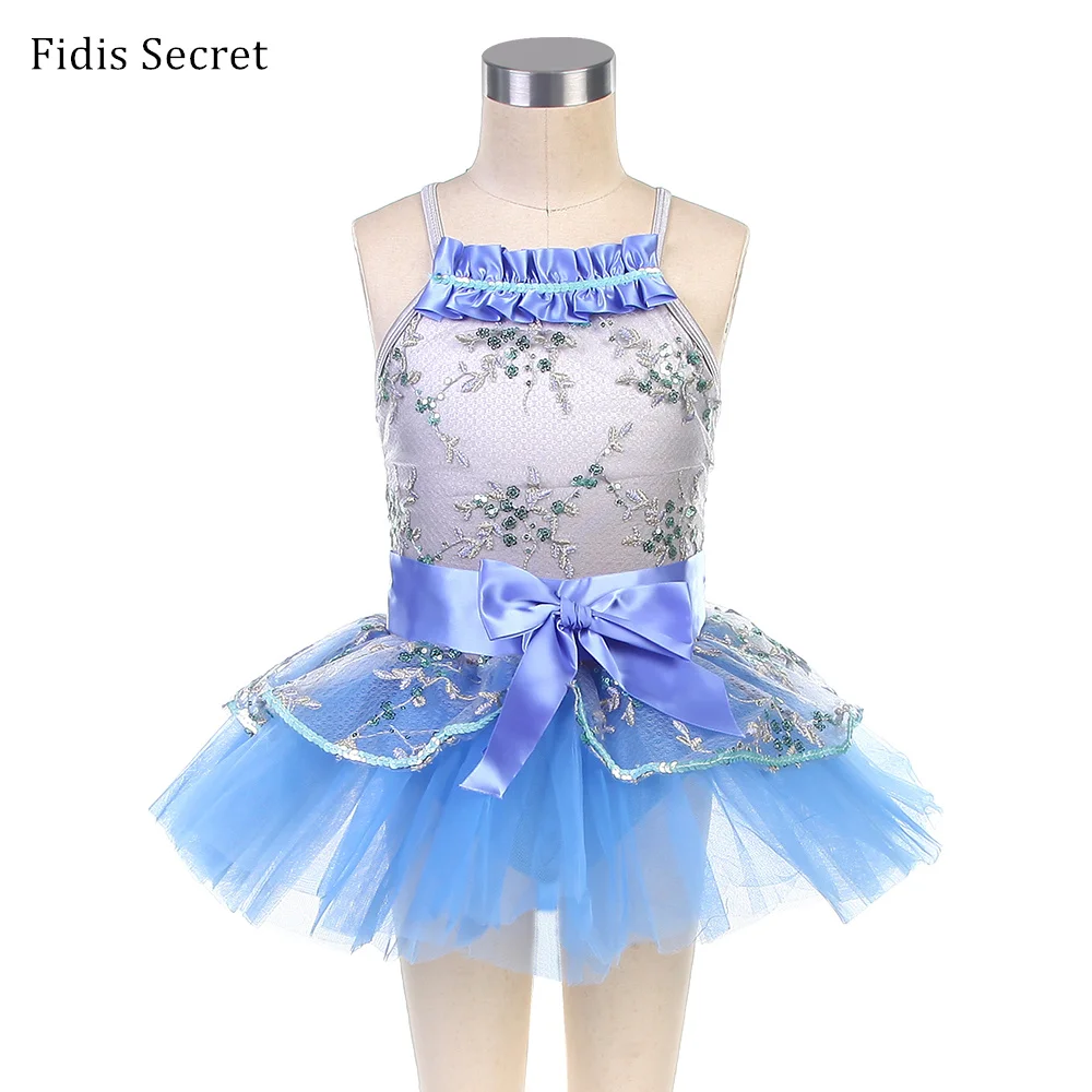 

Kids Blue Ballet Dance Dress Children Stage Performance Clothes Ballerina Puffy Tutu Costumes Girls Birthday/Party Leotard Skirt