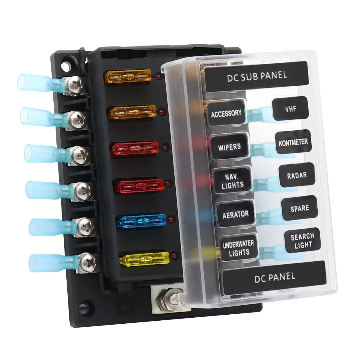 New 12-way car fuse box, with short-circuit prompt LED indicator, one in 12 out 100A high current