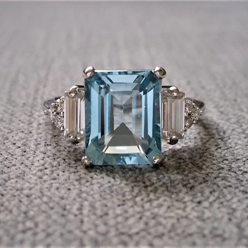 Huajie инкрустированные квадратные зеленые, белые женские кольца из циркона, нежные очаровательные вечерние женские кольца, модные ювелирные изделия