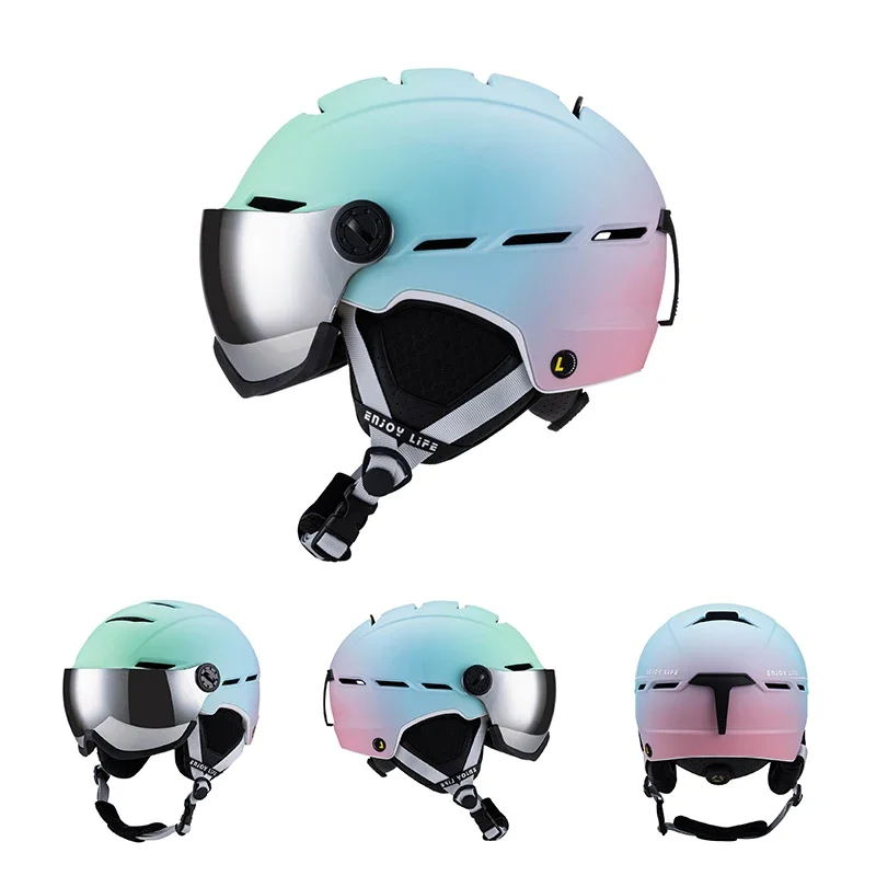 Eastinear óculos de neve integrado capacete de esqui adulto homem e mulher ao ar livre esportes radicais meio coberto capacete de segurança equipamentos de esqui