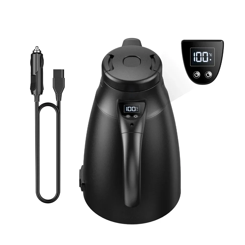 12V/24V Dual Voltage Travel Kettle 1.2L Fast Water Heater Perfect For Truckers Road Trips Long-Haul Trucking And Car Camping