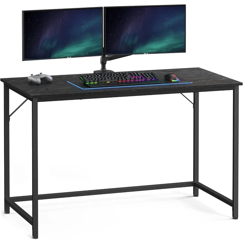 

Computer Desk, Gaming Desk, Home Office Desk, for Small Spaces, Industrial Style, Metal Frame, with Wood Grain