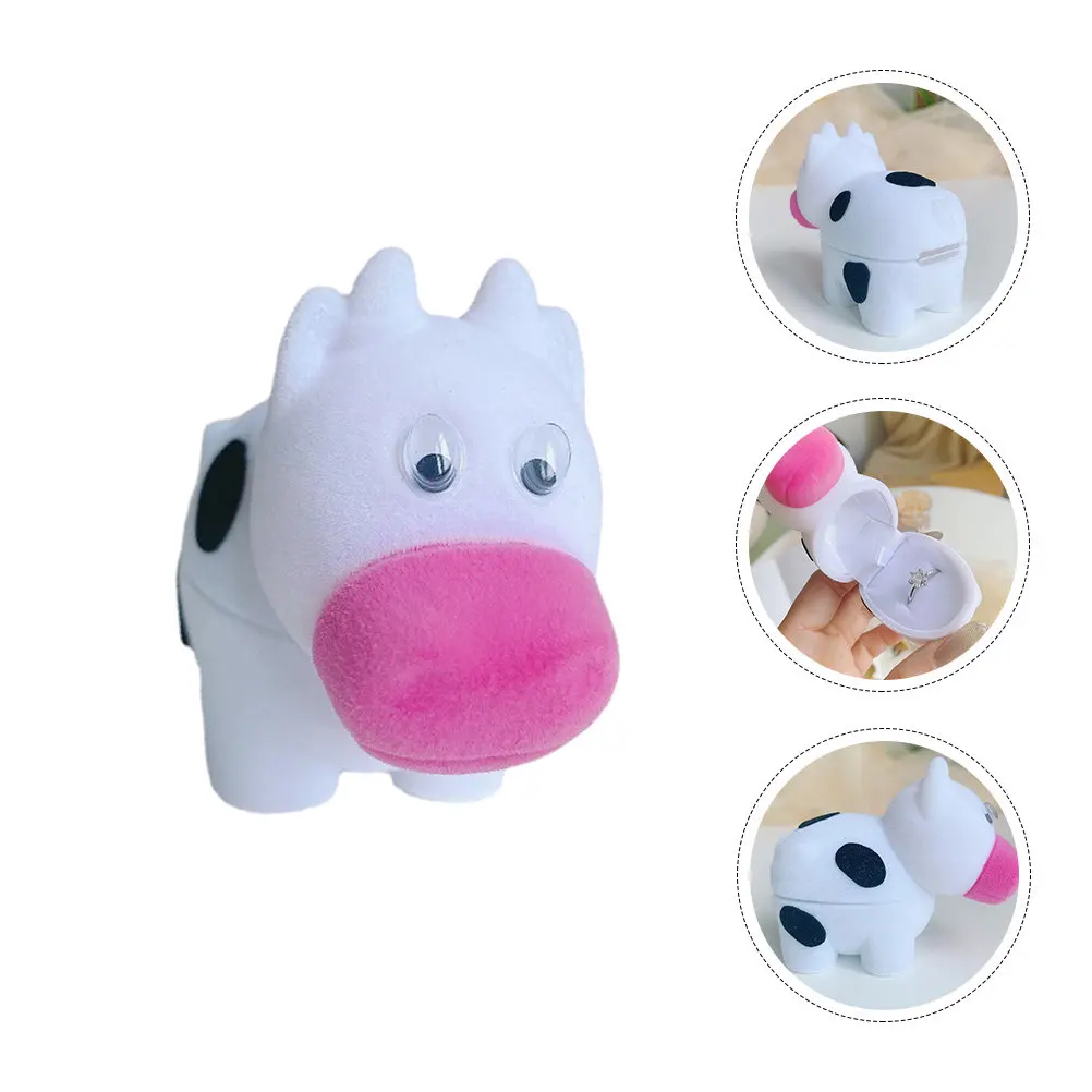 

Шкатулка для украшений в форме коровы, 1 шт., устойчивая к царапинам, креативный футляр для колец, держатель для колец на палец, подарочная коробка для предложения, футляр для ожерелья