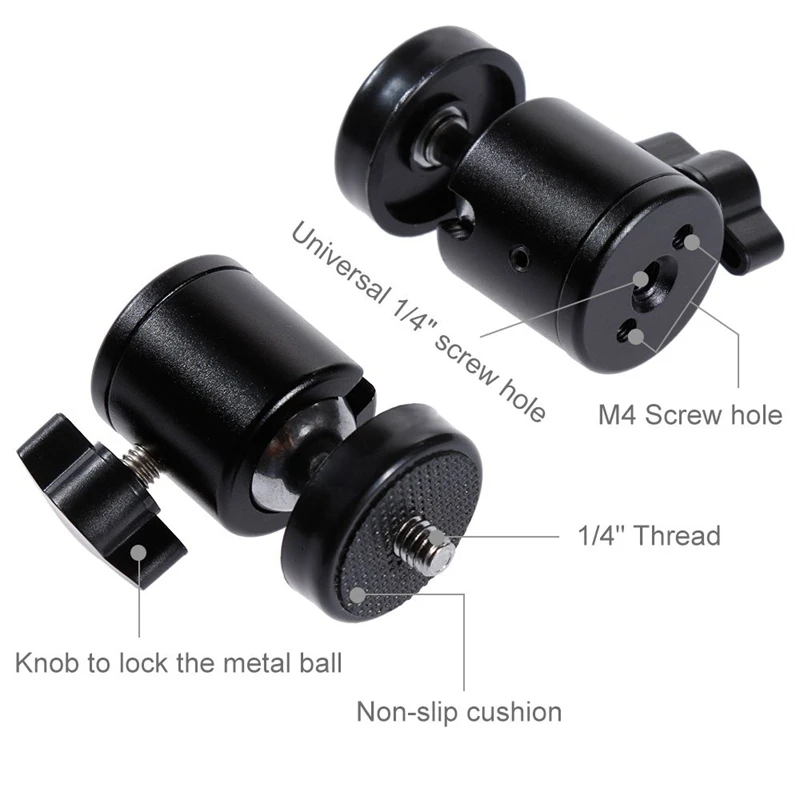 Camera Mount,360° Screw Mini Camera Ball Head Swivel Bracket Mount Ball Head For DSLR Camera,Light Stand,Tripod(2 Pcs)