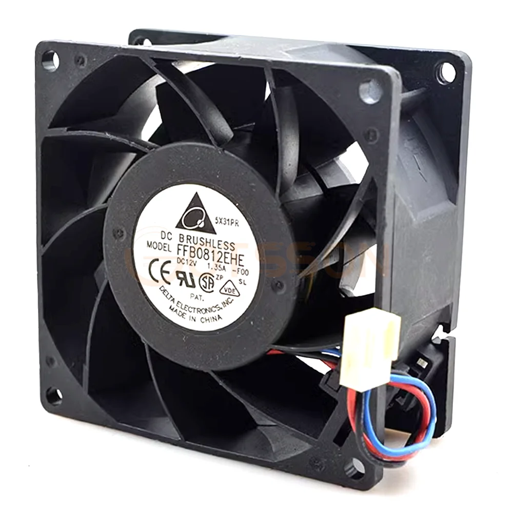 Ventilador de Refrigeração Grande Volume de Ar, delta 8038, 12V, 1.35a, 8cm, FFB0812EHE, Novo