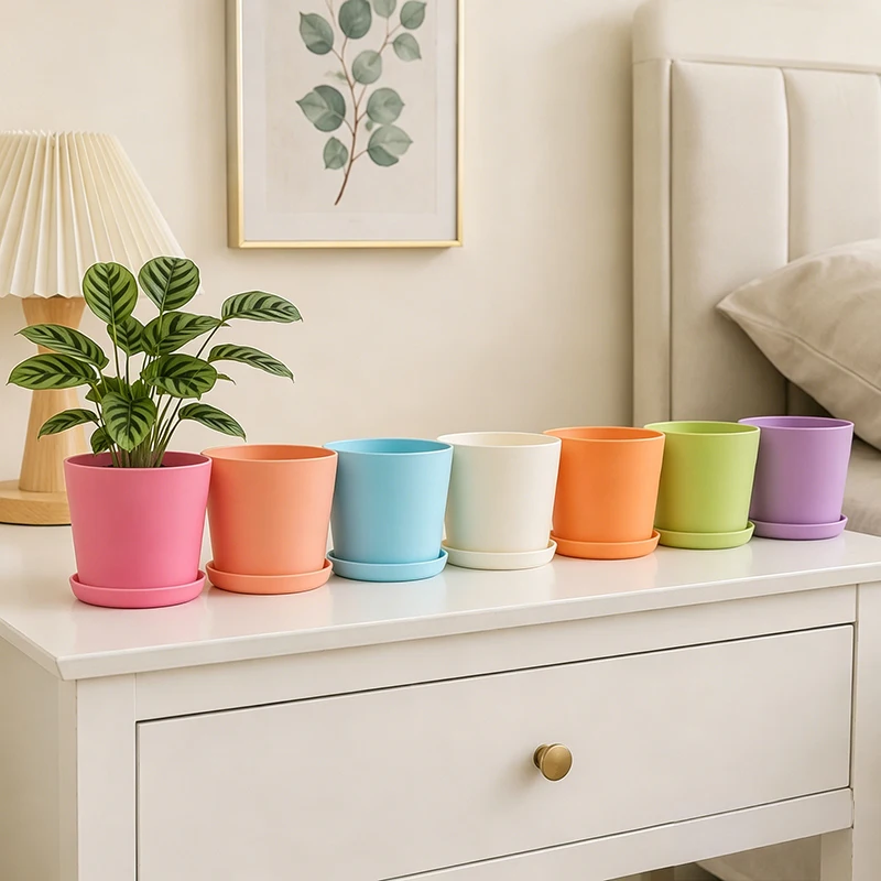 5pcs/lot Open Mouth Flower Pots Colorful Succulent Planters Mini Resin Cactus Plant Containers DIY Home Garden Decoration TMZ