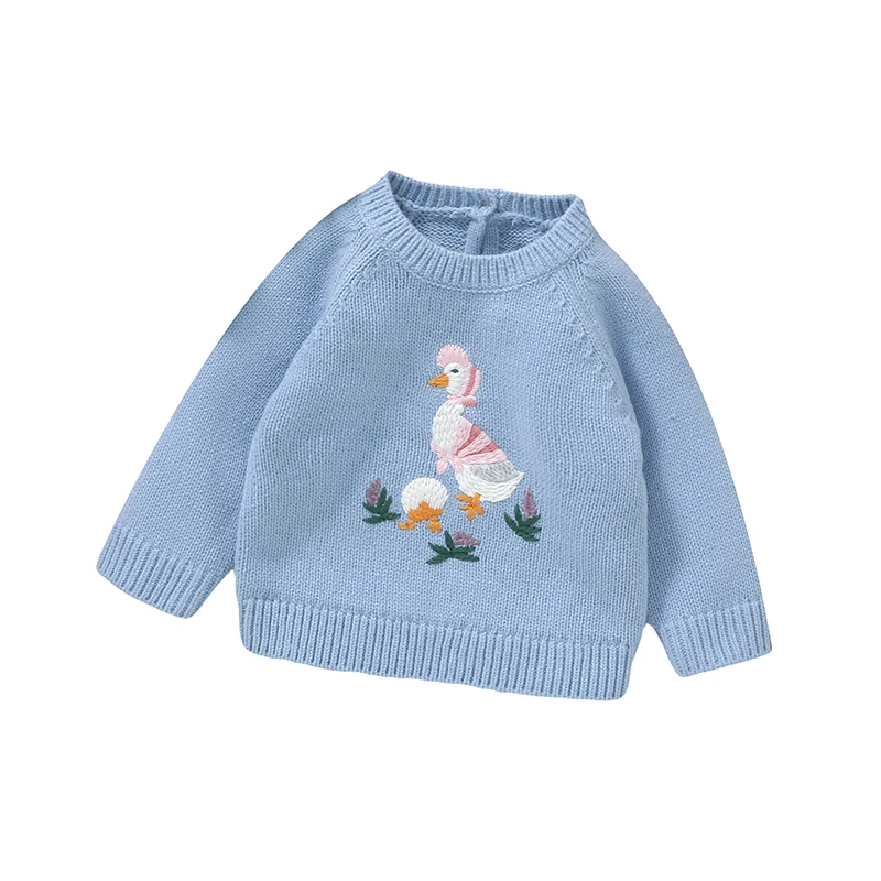 Autumn Baby Sweater Cute Embroideried Duck Infant Pullover Tops Long Sleeve Knitted Toddler Children Clothing Warm Jumper Winter