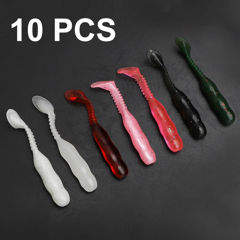 5pcs/pack Soft Fishing Lure 70mm 2.3g T-tail Gourd Shape PVC Artificial 3D Eyes Soft Bait RE18-6