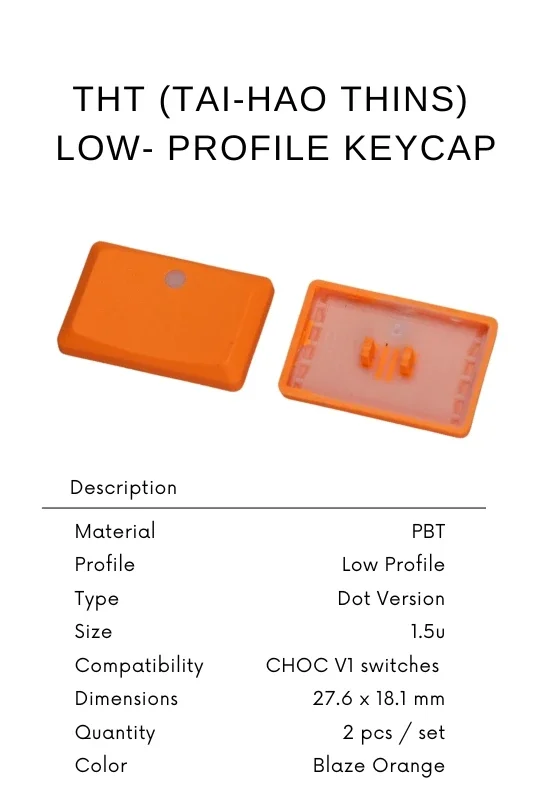 THT Low Profile Choc Keycaps No Engraved Gaming Key Caps Mechanical Keyboard Low Switch MX Keycap Suitable MX and Choc V1 Switch