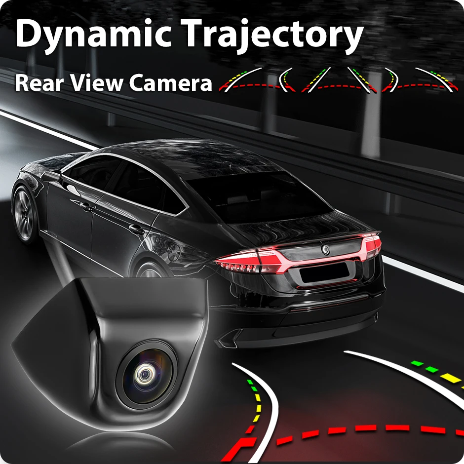 GreenYi HD AHD 1280x720P Vehicle Dynamic Trajectory Fisheye Lens Car Rear View Reverse Backup Camera Night Vision Waterproof