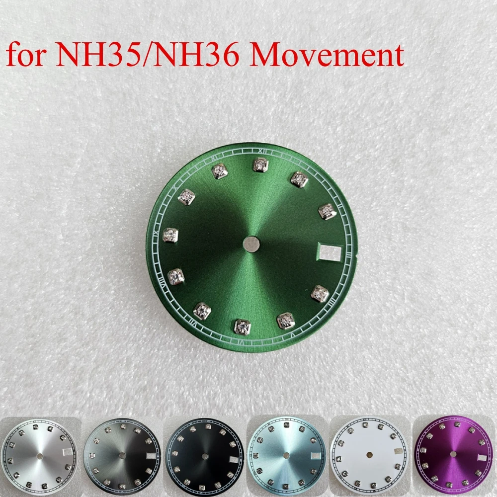 

Replacement Watch Face for NH35/NH36 Movement 28.5mm Silver-Edged Watch Dial Sunburst Modification Parts Watch Accessories