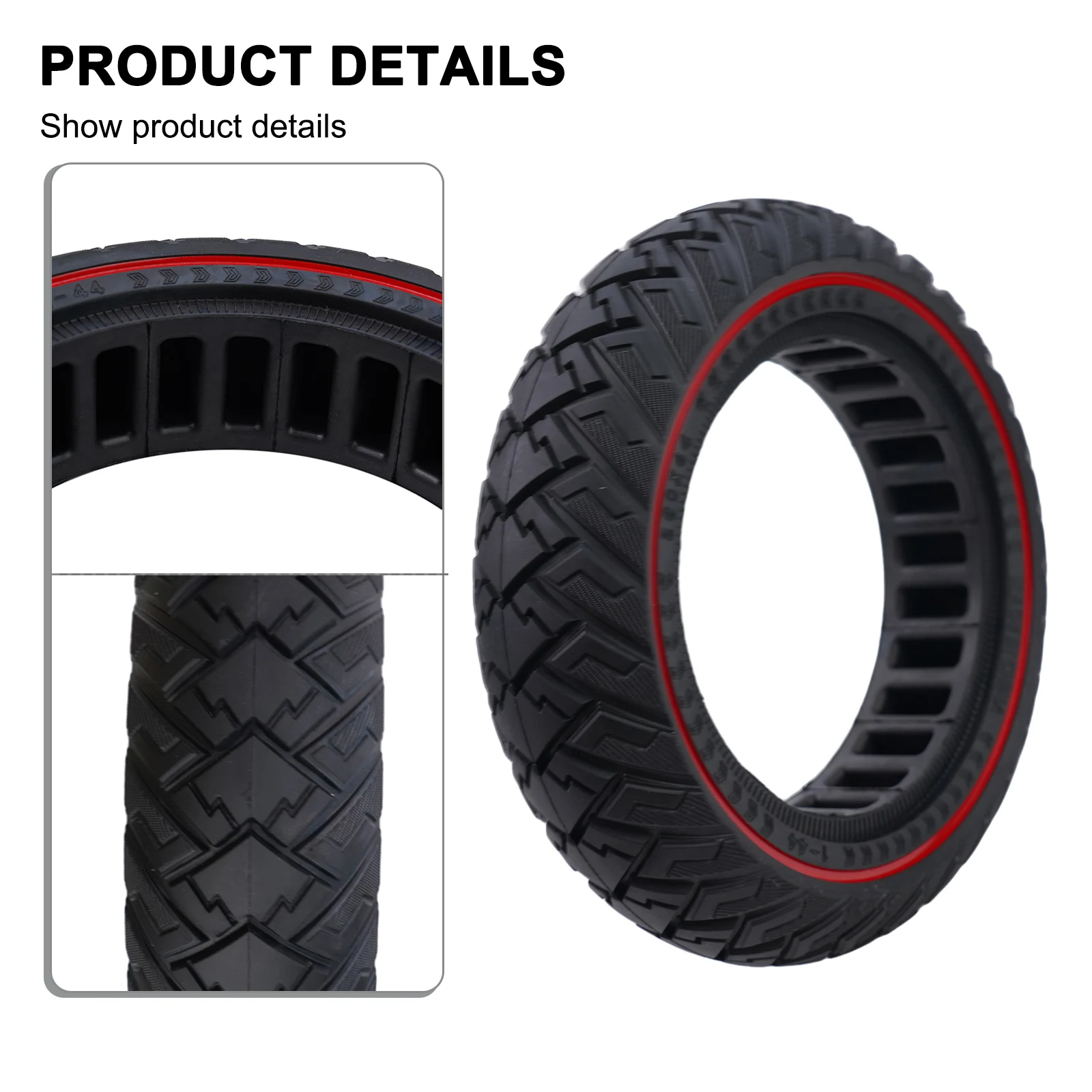

Black Black Red Line Anti Slip Solid 250*64 Tyre Rubber Electric Scooter Electric Scooter Accessories Wearproof