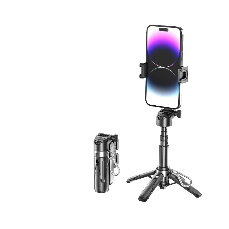 Recentemente atualizado design mini bluetooth portátil telescópico multifuncional tripé telefone selfie vara