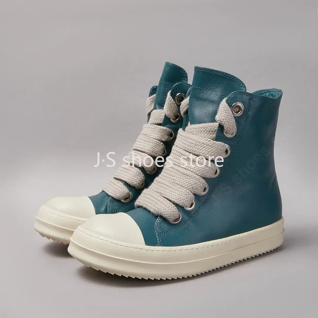 R-o الفاخرة الرجال حذاء رياضة سماوي جلد عالية أعلى حذاء النساء الأحذية جامبو الأربطة حذاء كاجوال جلد البقر أحذية رياضية حذاء بوت بطول الكاحل