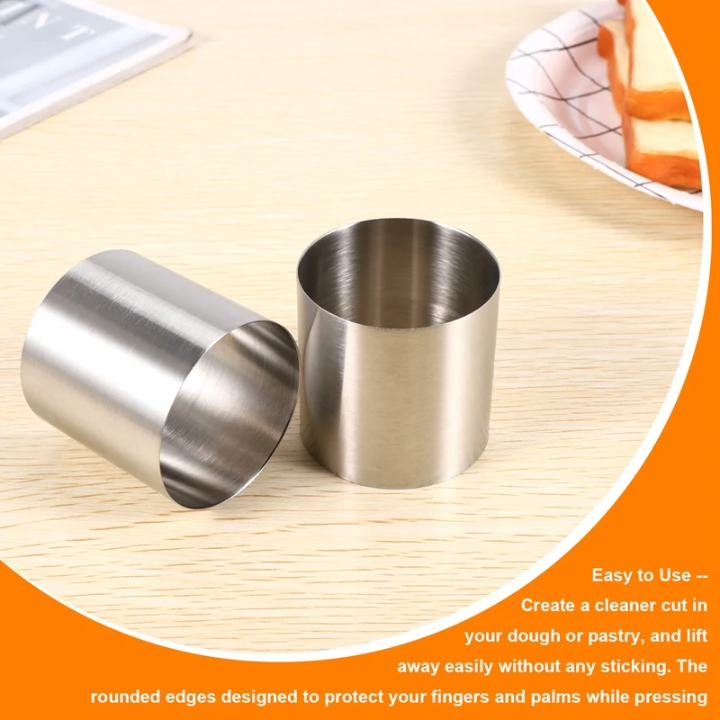 8 Pieces Stainless Steel Mousse Rings Round Biscuit Cutter Cake Mold Kitchen Baking Pastry Tool for Tart,Fondant,Etc-A13G