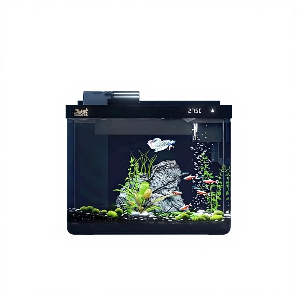 Desktop Glass Aquarium: Energy-Save, Auto-Feeding, Multi-Light Modes&Multi-Stage Filtration-Perfect for Lazy Fish Keeper