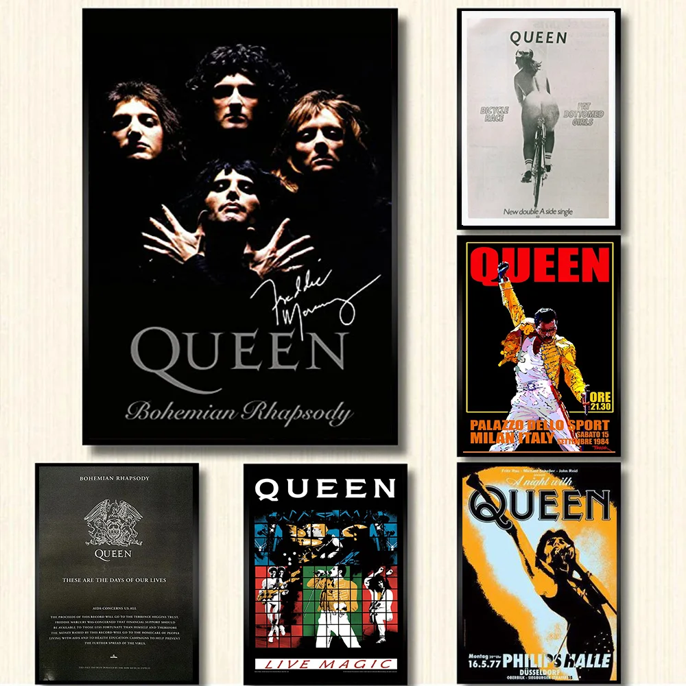 Queen Bicycle Race Poster Freddie Mercury Bohemian Rhapsody Rock Music Canvas Painting Vintage Wall Pictures Home Decor Gift