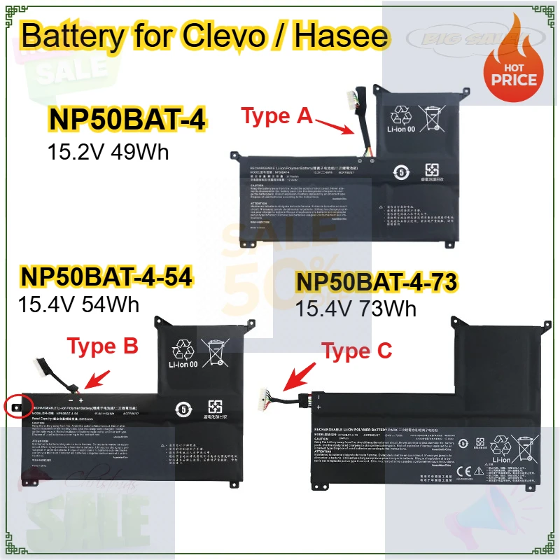 

NP50BAT-4 NP50BAT-4-54 NP50BAT-4-73 Laptop Battery F117-7 XM Focus 16 G7 KE X15 AT23 for Clevo TX8R9 TX9R9 NP70 NP7861C Bateria